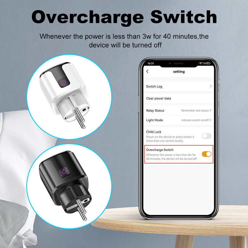 Priză inteligentă Tuya WIFI Bluetooth Priză UE cu funcție de sincronizare de monitorizare Smart Home Priză electronică Alexa Google Home