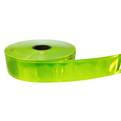 5cmx5m Material reflector de bandă reflectorizantă din PVC verde/alb fluorescent