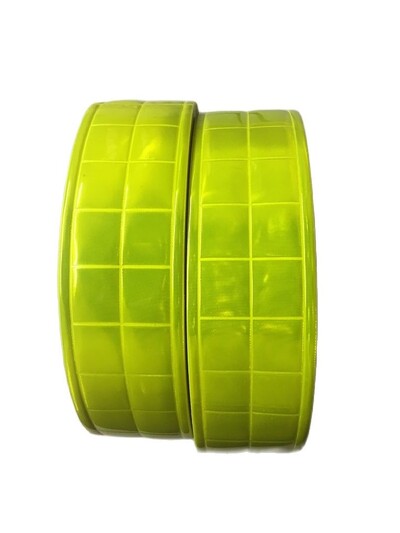 5cmx5m Material reflector de bandă reflectorizantă din PVC verde/alb fluorescent