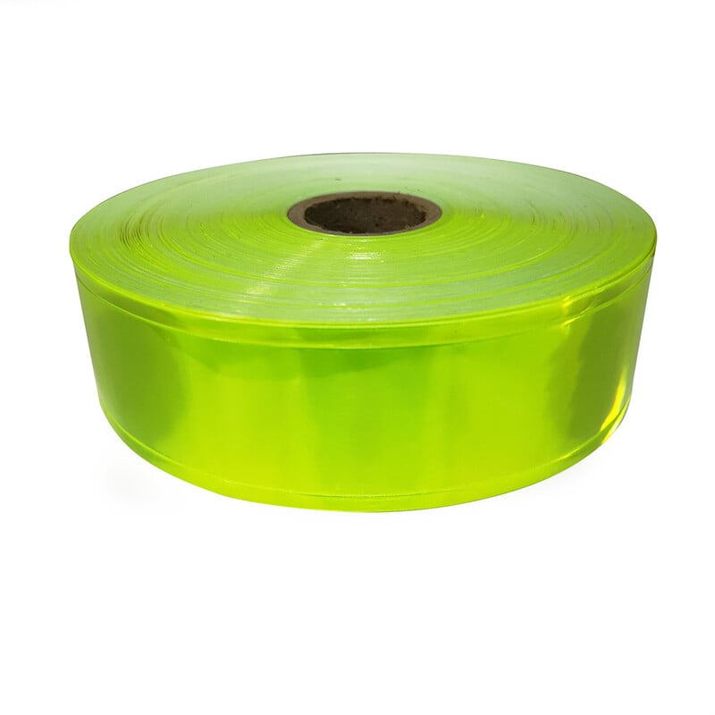 5cmx5m fluorescencinė žalia/balta PVC šviesą atspindinti įspėjamoji juosta reflektoriaus medžiaga
