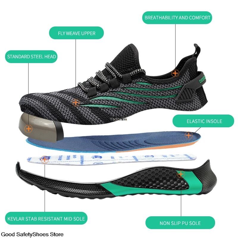 Γυναικεία παπούτσια ασφαλείας Ανδρικά παπούτσια για εργασία με ατσάλινο κάλυμμα στα δάχτυλα Αθλητικά πάνινα παπούτσια εργασίας ελαφριά αναπνέοντα μπότες ασφαλείας