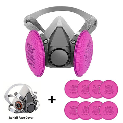 Pool nägu 6-osalise 2097 filtri ja kaitseprillidega, korduvkasutatav respiraatormask epoksiidi, tolmu, värvi, orgaanilise auru, keevitamise, grindi jaoks