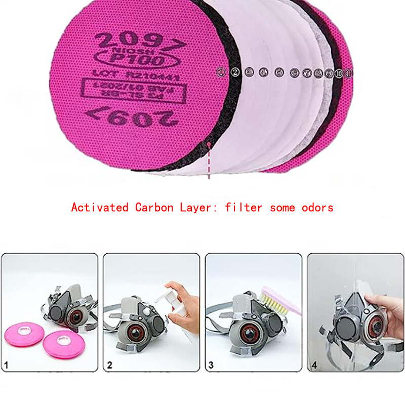 Pool nägu 6-osalise 2097 filtri ja kaitseprillidega, korduvkasutatav respiraatormask epoksiidi, tolmu, värvi, orgaanilise auru, keevitamise, grindi jaoks