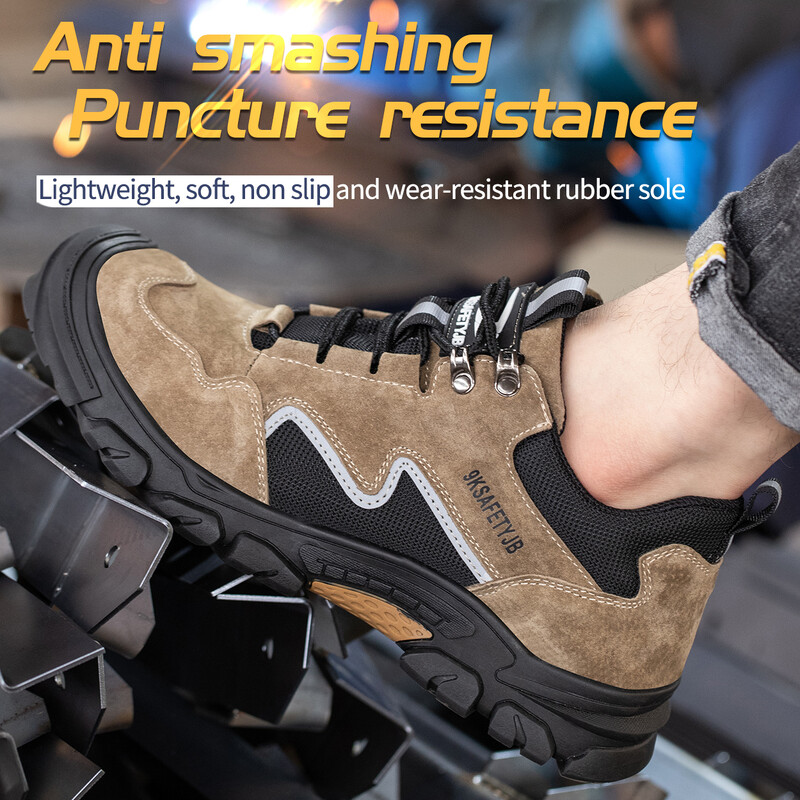 pret punkcijas Darba apavi ar tērauda purngalu pret dzirksteles zamšādas zābaki vīriešiem pretslīdes drošības apavi neiznīcināmi apavi vīriešiem dāvana