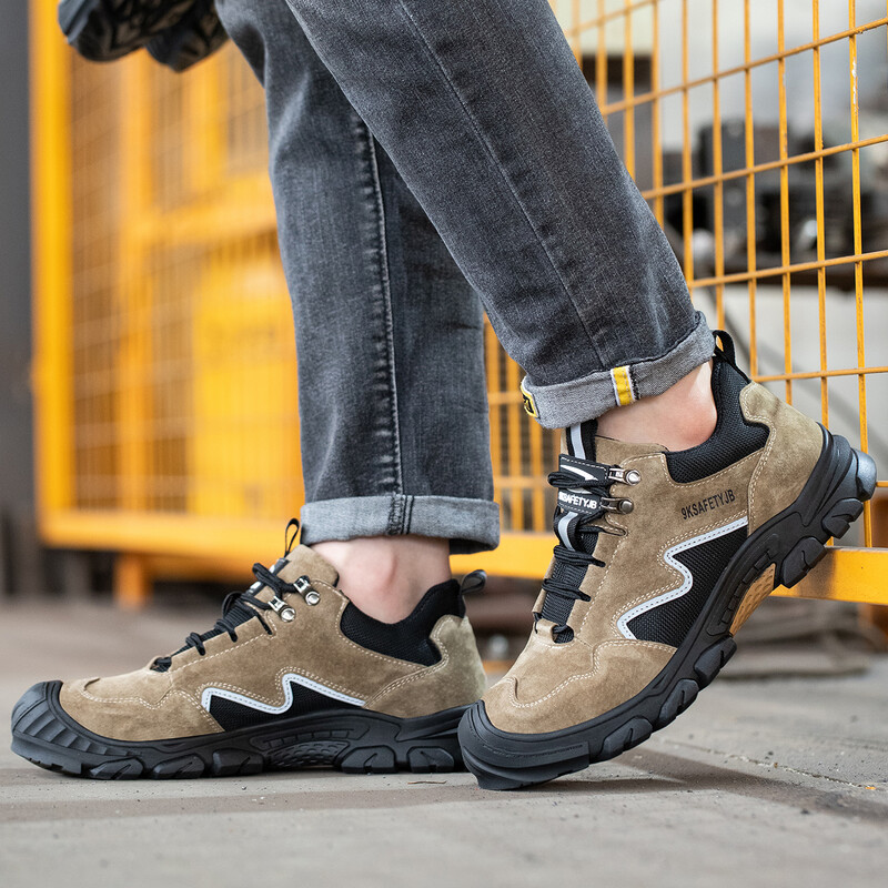 pret punkcijas Darba apavi ar tērauda purngalu pret dzirksteles zamšādas zābaki vīriešiem pretslīdes drošības apavi neiznīcināmi apavi vīriešiem dāvana