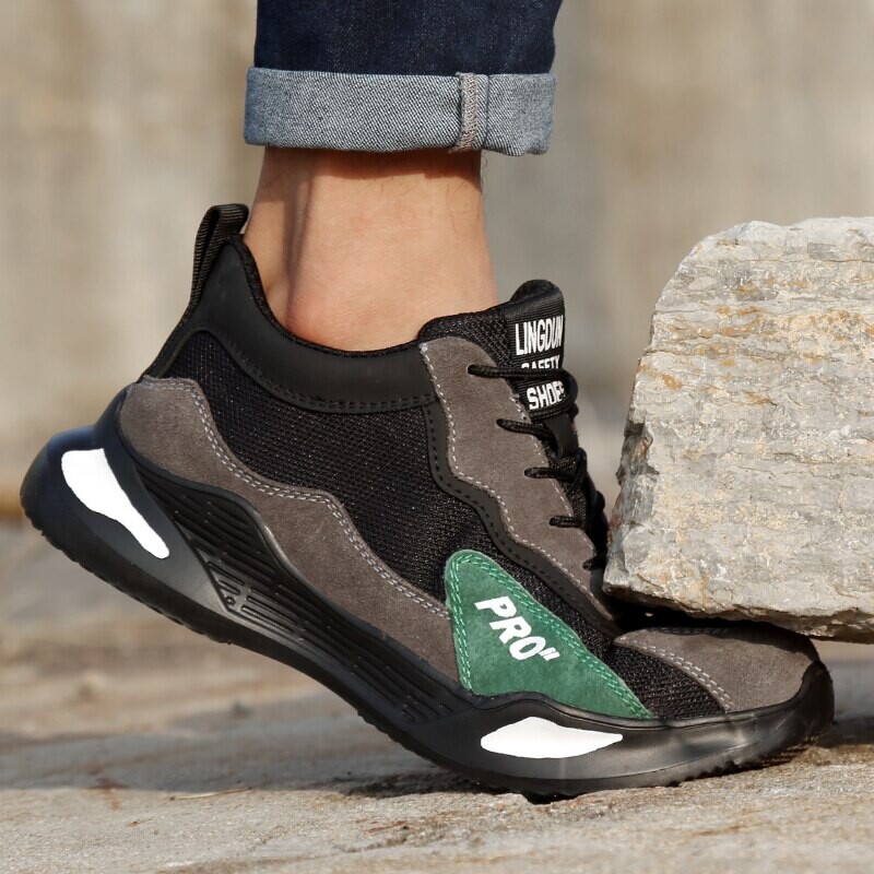 Madingi saugos batai Vyriški batai Plieniniai pirštai Batai Vyriški Nepramušami darbiniai sportbačiai Vyriški batai Darbiniai batai Nesunaikinama avalynė