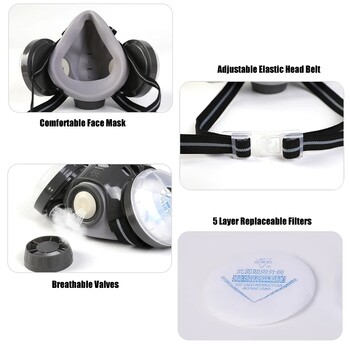 Μάσκα μισού προσώπου Dust Safety Goggles 10 Filters Dual KN95 Filters Ανθεκτική στη σκόνη Αναπνευστήρας μάσκας για Ξυλουργός Χρηματοκιβώτιο στίλβωσης