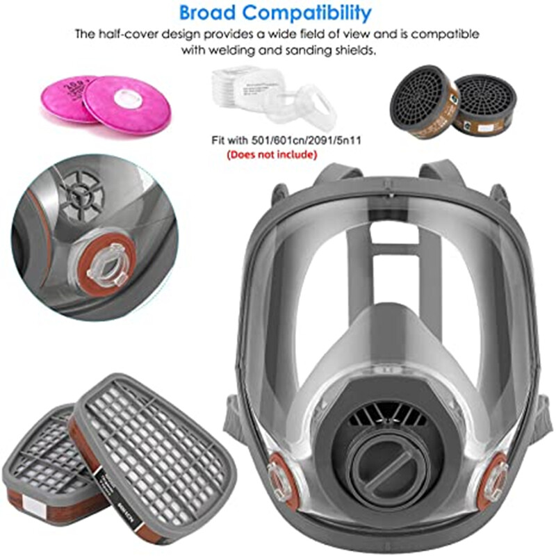 Gázálarc Savas/Szerves/Ammónia 6800 Teljes arcmaszk légzésvédő festék vegyi peszticid laboratóriumi por elleni többfunkciós szűrők