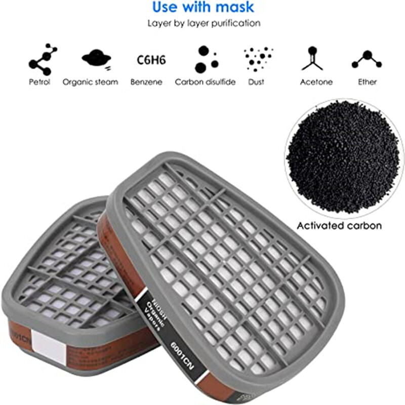 Gázálarc Savas/Szerves/Ammónia 6800 Teljes arcmaszk légzésvédő festék vegyi peszticid laboratóriumi por elleni többfunkciós szűrők