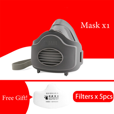 Puse sejas putekļu maska Respirators Putekļu necaurlaidīgs Darba drošība Gumijas maska Kokvilnas filtrs DIY House Clean galdnieka celtnieka pulēšanai