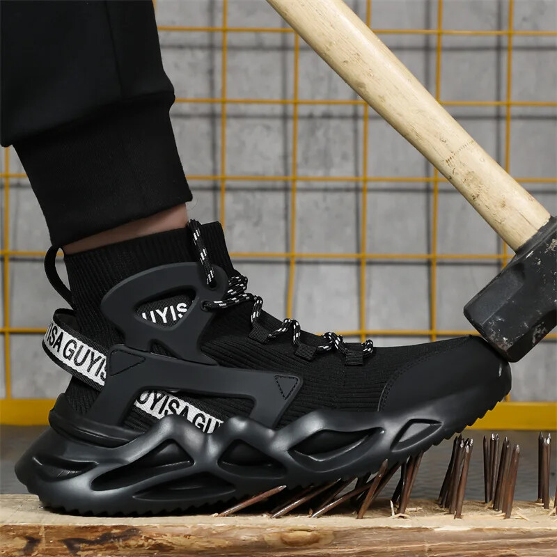 Ανδρικές μπότες Ασφαλείας Παπούτσια Ατσάλινες μπότες για τα δάχτυλα που αναπνέουν με προστασία από τρύπημα Μπότες ασφαλείας για εργασία Ανδρικά παπούτσια Κατασκευή πάνινα παπούτσια