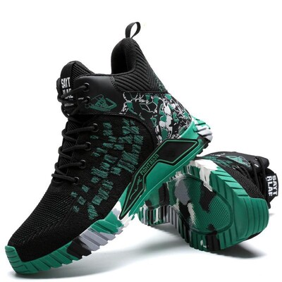 Visu sezonu vīriešu drošības apavi Lidojoši austi, elpojoši tērauda purngali, triecienizturīgi, caurduršanas, vidēja griezuma kedas Zapatos De Seguridad