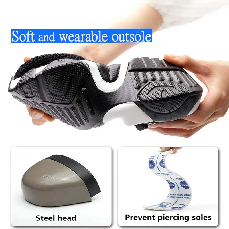 2024 m. nauji vyriški plieniniai apsauginiai nosies batai, tinklelis, lengvas, kvėpuojantis moteriškas laisvalaikio sportbačiai, apsaugantys nuo pradurimo, apsauginiai batai 48
