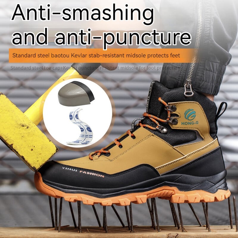 Αδιάβροχες μπότες ασφαλείας Ανδρικές μπότες εργασίας από ατσάλι Αντικραδασμικές άφθαρτες προστατευτικά παπούτσια Άνετη ανδρική μπότα