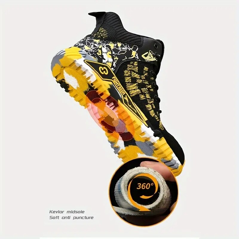 Παπούτσια ασφαλείας Man for Work Μπότες ασφαλείας Steel Toe Work Sneakers Αντιδιατρητικά παπούτσια εργασίας Fashion High Top Άφθαρτα παπούτσια