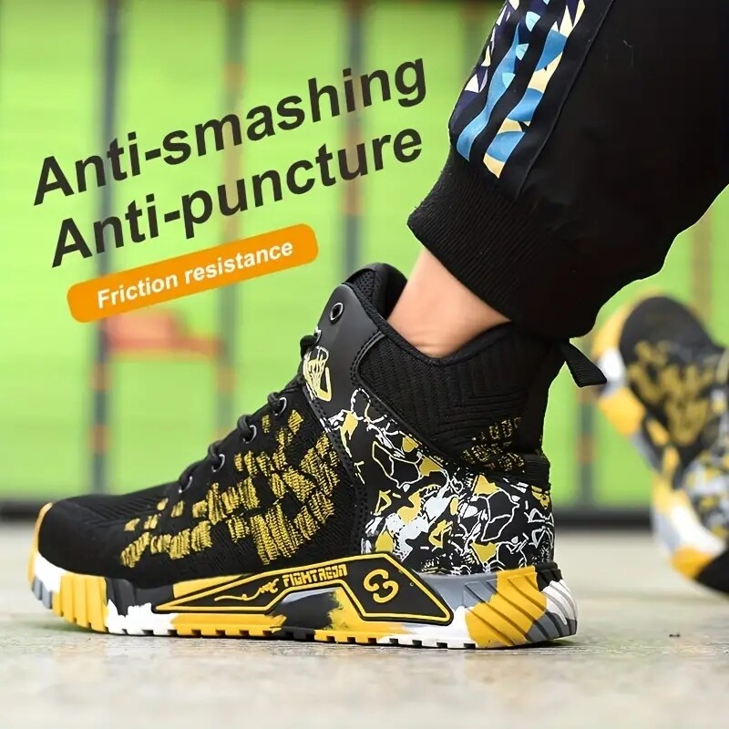 Παπούτσια ασφαλείας Man for Work Μπότες ασφαλείας Steel Toe Work Sneakers Αντιδιατρητικά παπούτσια εργασίας Fashion High Top Άφθαρτα παπούτσια