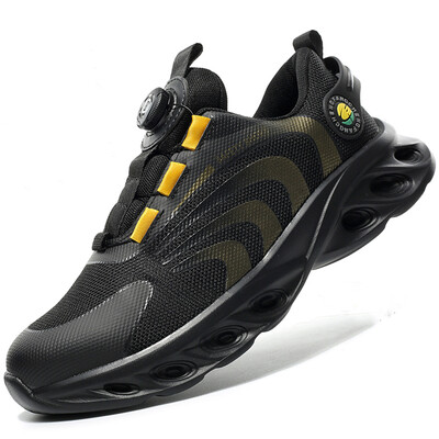 Meeste pöörlevate nööpidega turvajalatsid Terasest varbaga Töötossud Katkumatud jalanõud Torkekindlad töösaapad Õhkpadi Meeste saapad