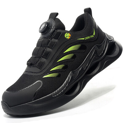 Meeste pöörlevate nööpidega turvajalatsid Terasest varbaga Töötossud Katkumatud jalanõud Torkekindlad töösaapad Õhkpadi Meeste saapad