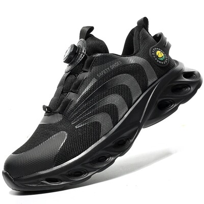 Meeste pöörlevate nööpidega turvajalatsid Terasest varbaga Töötossud Katkumatud jalanõud Torkekindlad töösaapad Õhkpadi Meeste saapad