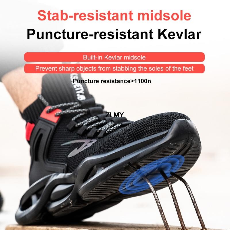 Ελαφριά παπούτσια ασφαλείας για άντρες Αναπνεύσιμες μπότες εργασίας ασφαλείας με ατσάλινα παπούτσια εργασίας μόδας ανδρικά παπούτσια κατά του μαχαιρώματος κατά του σπασίματος