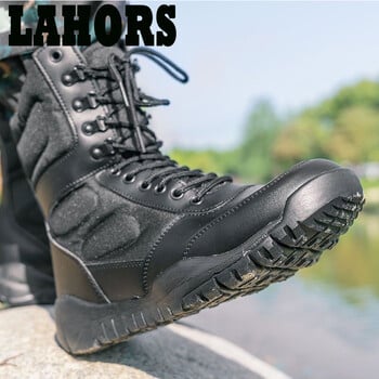 LAHORS Cowhide Leather Tactical Boots Ανδρικές Μπότες Desert Combat Μπότες πεζοπορίας εξωτερικού χώρου Ανδρικά παπούτσια