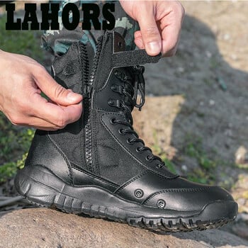 LAHORS Cowhide Leather Tactical Boots Ανδρικές Μπότες Desert Combat Μπότες πεζοπορίας εξωτερικού χώρου Ανδρικά παπούτσια