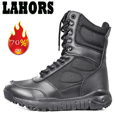 LAHORS Cowhide Leather Tactical Boots Ανδρικές Μπότες Desert Combat Μπότες πεζοπορίας εξωτερικού χώρου Ανδρικά παπούτσια