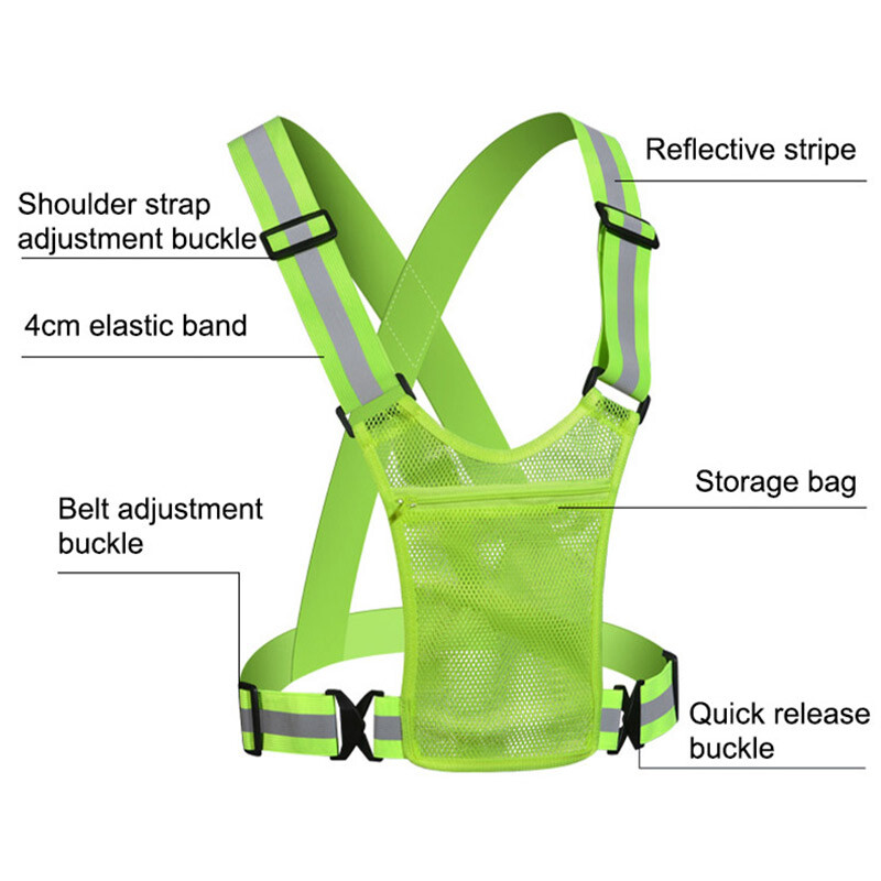 Esiletõstmine helkurrihm öine ehitustöö õues jooksmine reguleeritav turvavest Multifunktsionaalne elastne õlarihm