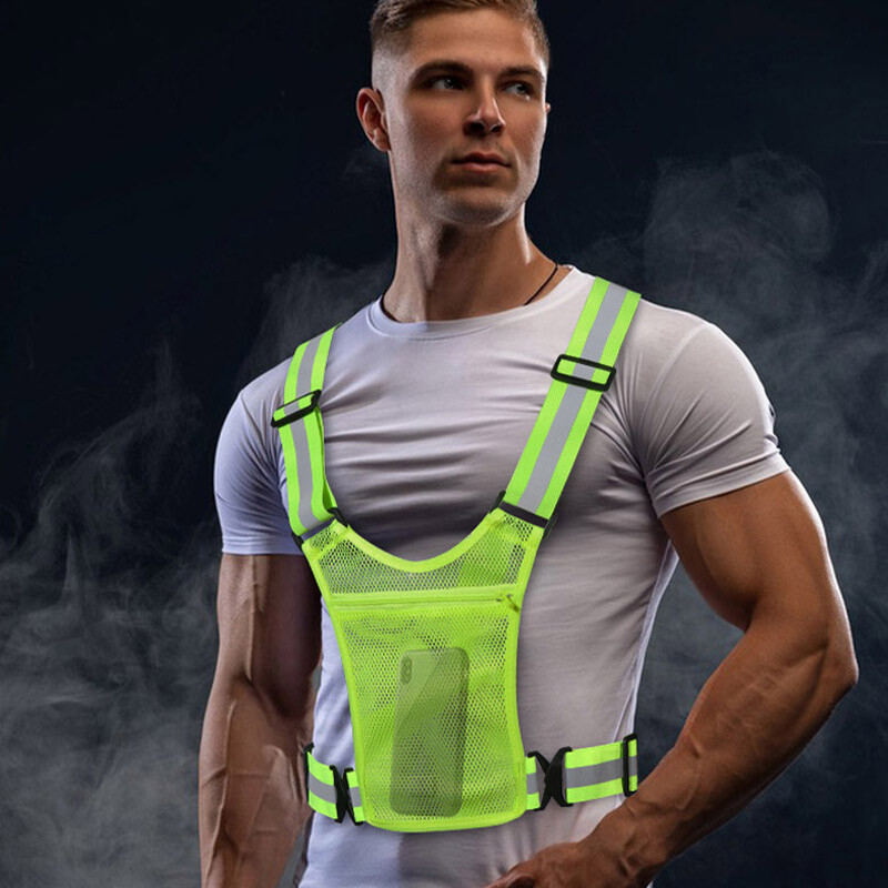 Esiletõstmine helkurrihm öine ehitustöö õues jooksmine reguleeritav turvavest Multifunktsionaalne elastne õlarihm