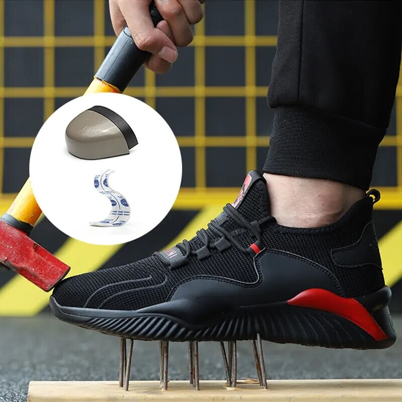 Hävimatud jalanõud Meeste töökingad terasest ninakorgiga, torkekindlad saapad Kerged hingavad tossud