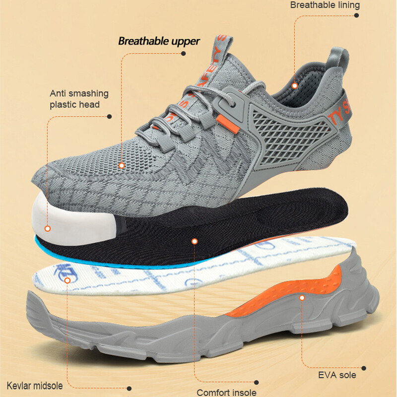 Hingavad meeste turvajalatsid Komposiitvarbad, purunemisvastased tööjalatsid tossud meeste kaitsejalatsid isolatsiooniga 6KV töösaapad meessoost
