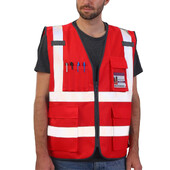 Sarkana darba veste vīriešiem Sieviešu labi redzamas drošības vestes ar atstarojošām svītrām Hi Vis darba apģērbs atbilst ANSI/ISEA standartiem