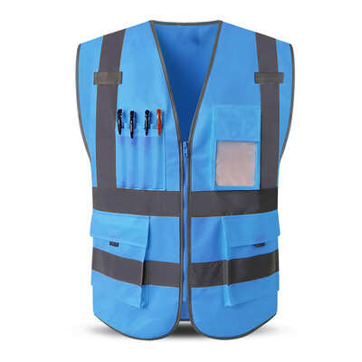 Sarkana darba veste vīriešiem Sieviešu labi redzamas drošības vestes ar atstarojošām svītrām Hi Vis darba apģērbs atbilst ANSI/ISEA standartiem