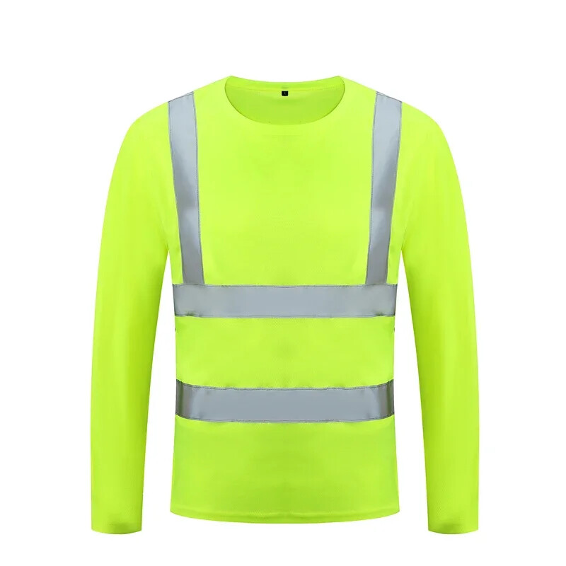 Fluorestseeruv kollane hästi nähtavad särgid Peegeldav ohutus t-särk pikkade varrukatega Hi Vis särk Kiirelt kuivav ehitustöö kulumine