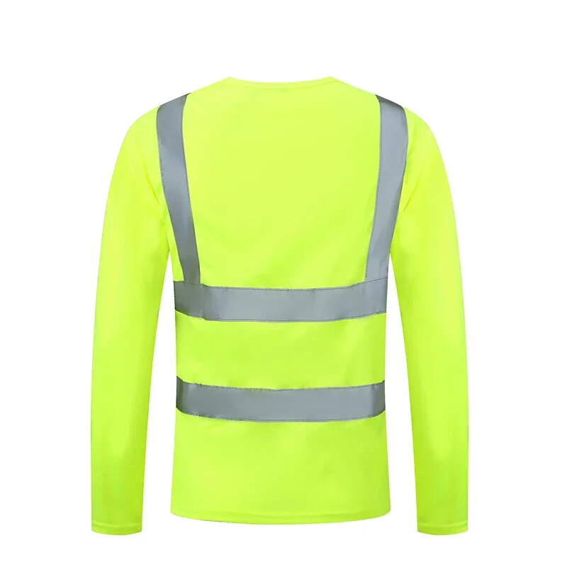 Fluorestseeruv kollane hästi nähtavad särgid Peegeldav ohutus t-särk pikkade varrukatega Hi Vis särk Kiirelt kuivav ehitustöö kulumine