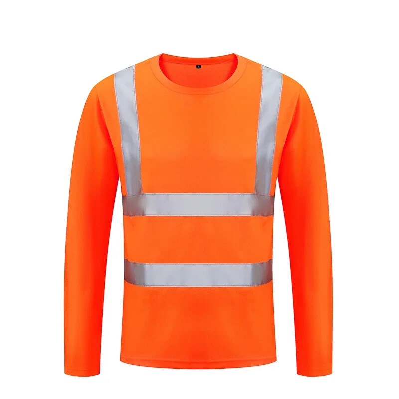 Fluorestseeruv kollane hästi nähtavad särgid Peegeldav ohutus t-särk pikkade varrukatega Hi Vis särk Kiirelt kuivav ehitustöö kulumine