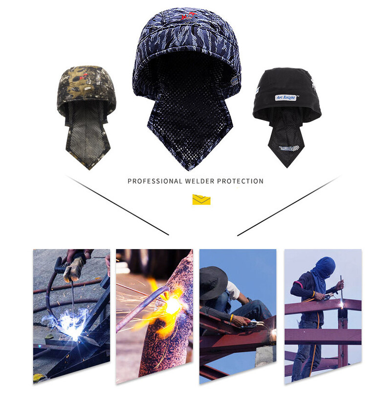 Eșarfă pentru sudare ignifugă FR Bumbac Pălării pentru sudor Cască lavabilă ignifugă Arc Knight