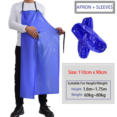 Daugkartinio naudojimo vandeniui atspari PVC prijuostė, rankovės, moteriškos/vyriškos darbo saugos kombinezonai, skirti mėsininkui Fisher maisto gamyklai virtuvės prijuostė