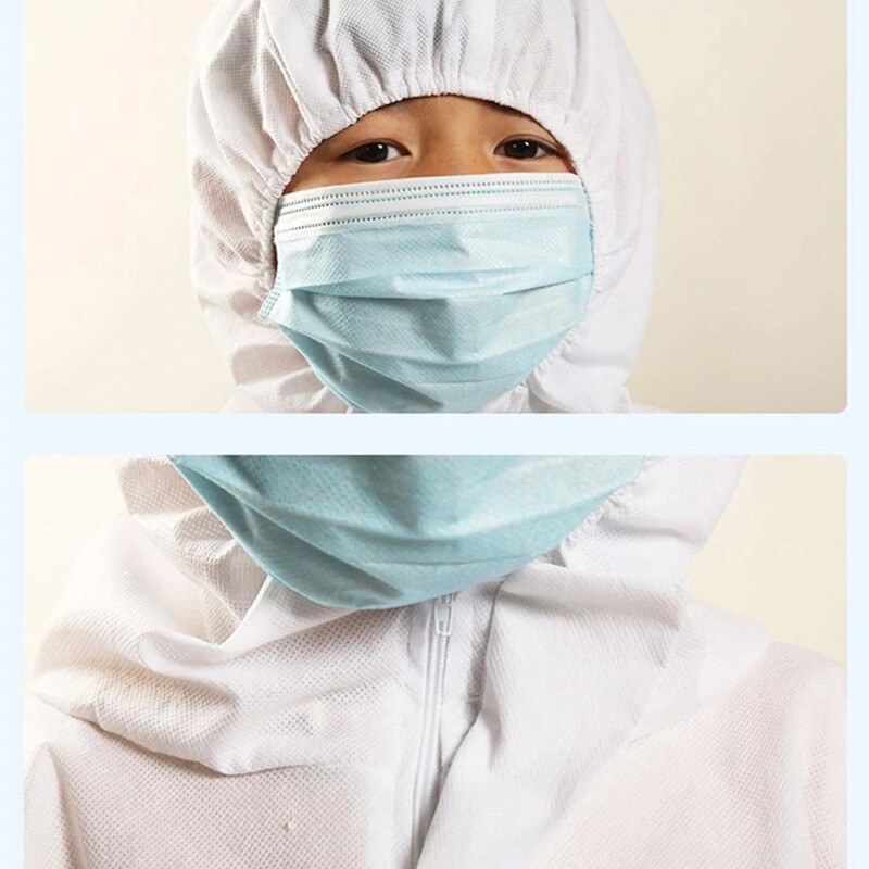 Παιδική προστατευτική στολή μίας χρήσης με κουκούλα που αναπνέει, ανθεκτική στη σκόνη, παιδική φόρμα ολόσωμη φόρμα ελαφριά ρούχα