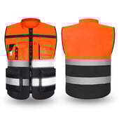 Vestă reflectorizantă din material Oxford de înaltă vizibilitate cu mai multe buzunare Logo personalizat pentru vestă reflectorizantă pentru călărie de noapte