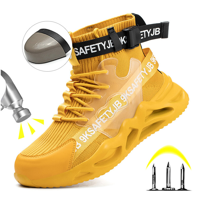 Cizme de siguranță pentru bărbați Pantofi de lucru anti-puncție Pantofi de muncă ușori respirabili Pantofi de siguranță cu vârf de oțel Bărbați Femei Pantofi indestructibili