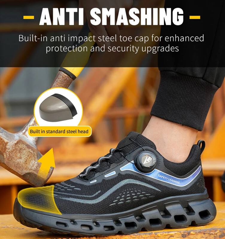 Modes, grozāmas pogas Vīriešu darba drošības apavi Necaurdurams tērauda purngals kedas Neiznīcināmi aizsargājoši vīriešu zābaki