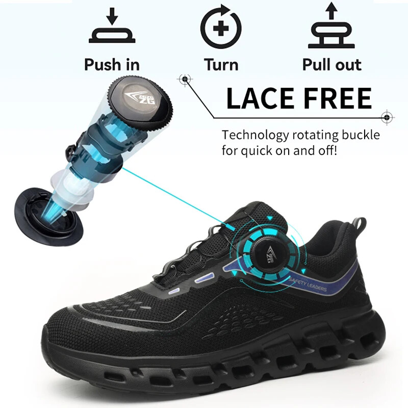 Modes, grozāmas pogas Vīriešu darba drošības apavi Necaurdurams tērauda purngals kedas Neiznīcināmi aizsargājoši vīriešu zābaki