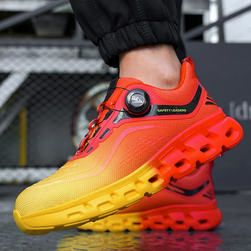 Modes, grozāmas pogas Vīriešu darba drošības apavi Necaurdurams tērauda purngals kedas Neiznīcināmi aizsargājoši vīriešu zābaki