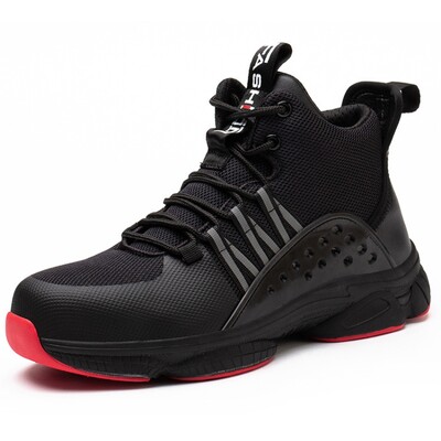 Cizme de siguranță noi, mărimea 50, pentru bărbați, pentru muncă, indestructibili, negri, pantofi de siguranță, capac anti-alunecare, pantofi de securitate în aer liber anti-spărtură