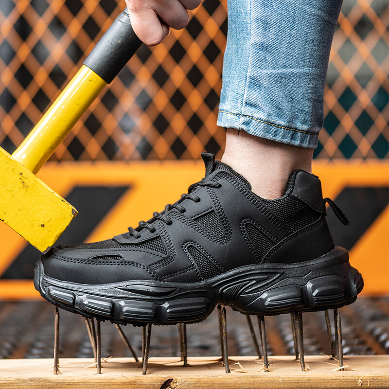 Nauji moteriški apsauginiai batai, atsparūs smūgiams, darbiniai batai, kvėpuojantys, lengvi darbiniai sportbačiai Nesunaikinami moteriški batai, batai
