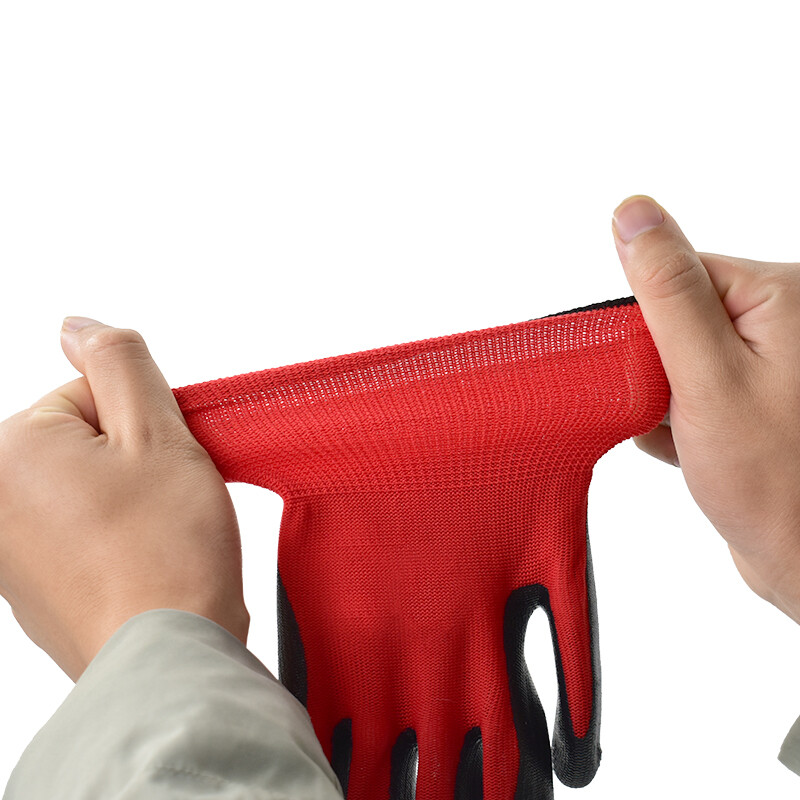 3 paari punast ja musta nailonnitriilist töökaitsekindad paksendatud kulumiskindlad libisemiskindlad töökindad nailonist kastetud kindad