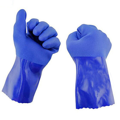 NMSAFETY 26cm Μήκος PVC Χημικά Προστατευτικά Αδιάβροχα Γάντια Εργασίας Αδιάβροχα Γάντια Εργασίας Μπλε