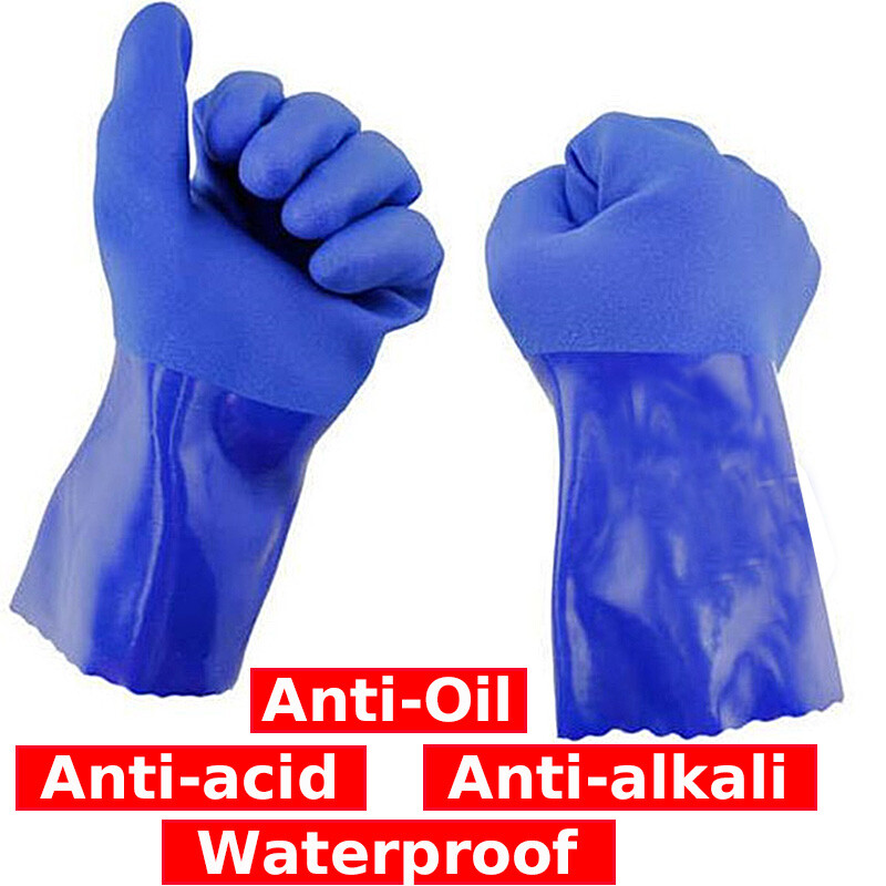 NMSAFETY 26cm Μήκος PVC Χημικά Προστατευτικά Αδιάβροχα Γάντια Εργασίας Αδιάβροχα Γάντια Εργασίας Μπλε