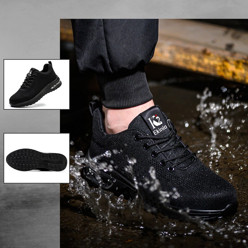 Gaisa spilveni Darba drošības apavi vīriešiem Sievietēm Elpojošas darba kedas Tērauda purngalu apavi Pretduršanas Drošības aizsargapavi